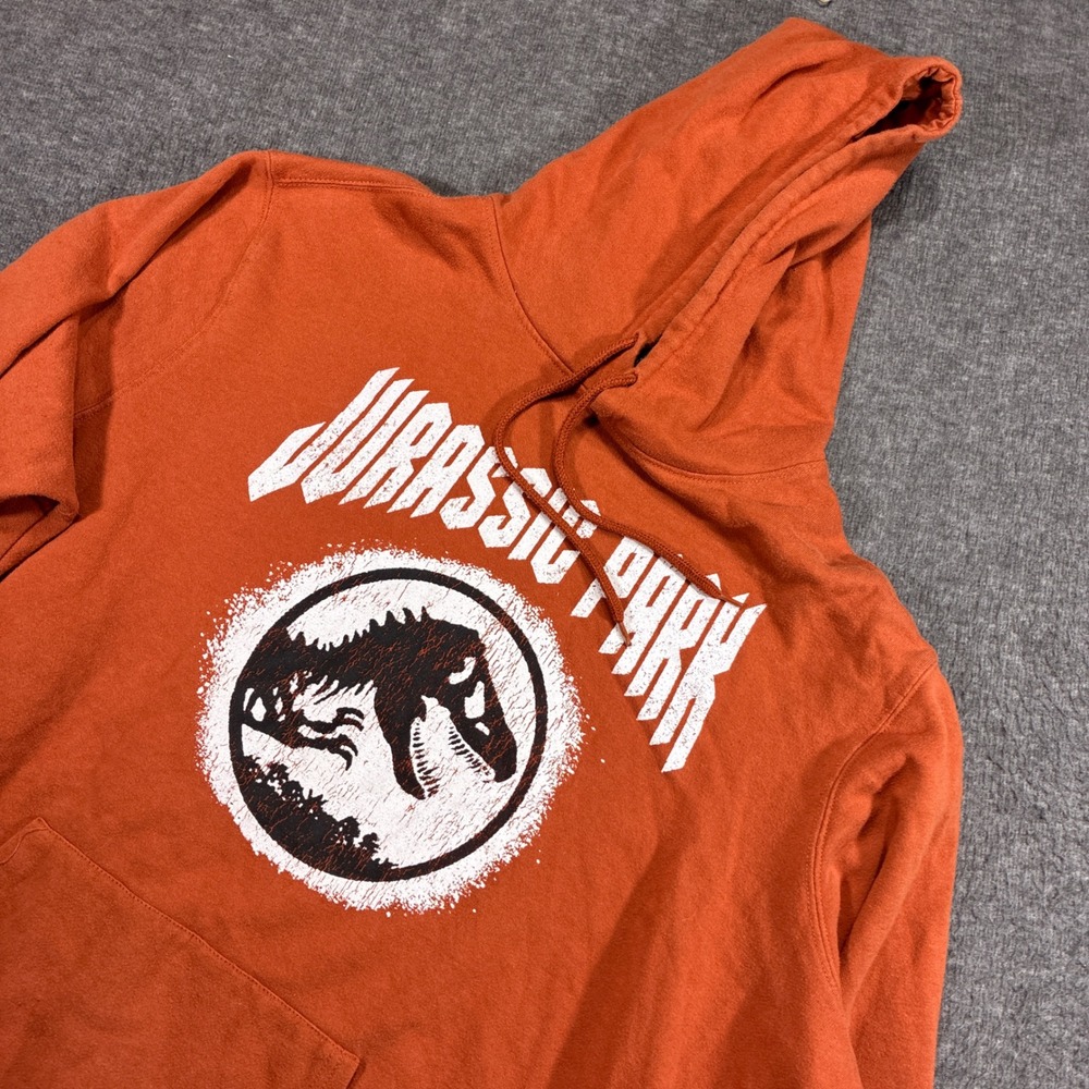Jurassic World Hoodie Mens 2XL Orange Graphic‎ Pullover Vintage Oversized